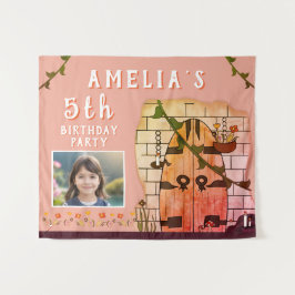Tapiz Fairy Tale Castle Door Flower Birday Party Photo