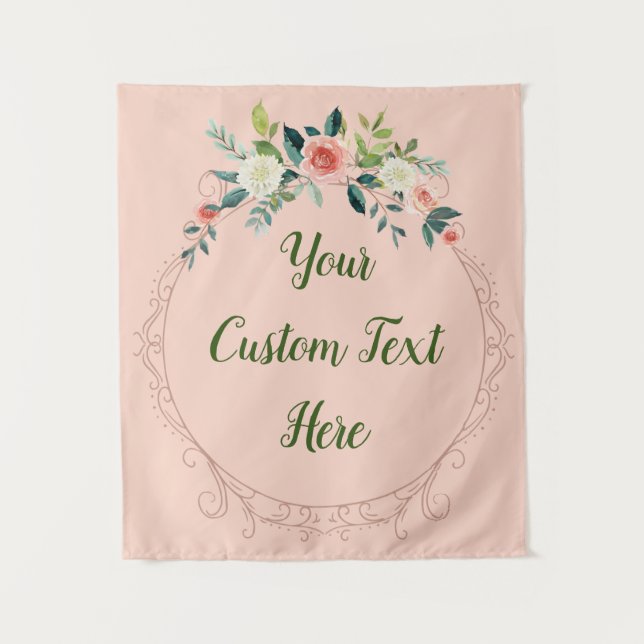 Tapiz Fairytale Bridal Shower Fondo Floral Romántico (Anverso)