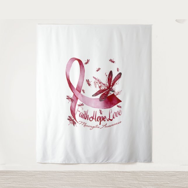 Tapiz Faith Hope Love Meningitis Awareness Dragonfly (Anverso)