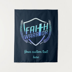Tapiz Faith Warrior Christian Blue Purple Ombre