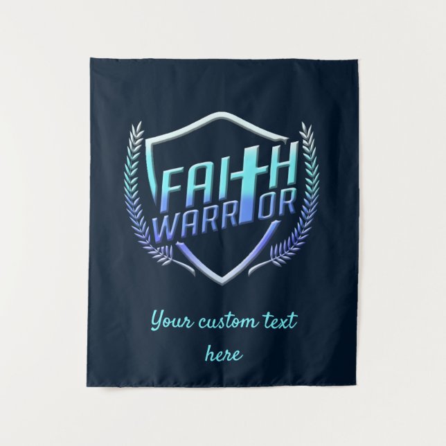 Tapiz Faith Warrior Christian Blue Purple Ombre (Anverso)