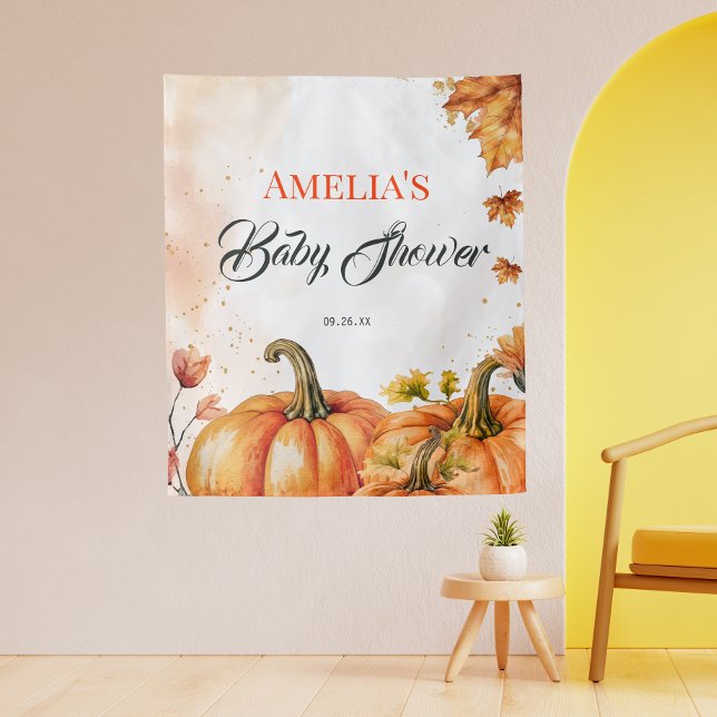 Tapiz Fall Harvest Watercolor Baby Shower Photo Backdrop (Subido por el creador)