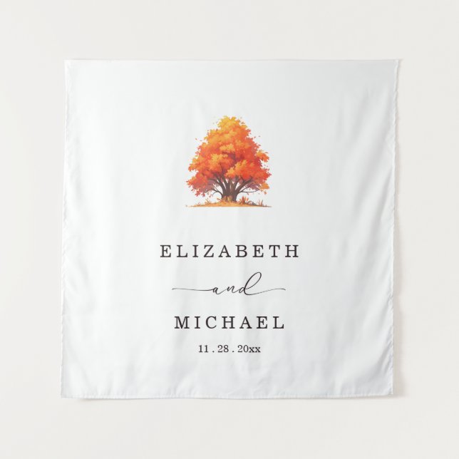 Tapiz Fall Wedding Elegant Autumn Tree Wedding Rustic (Anverso)
