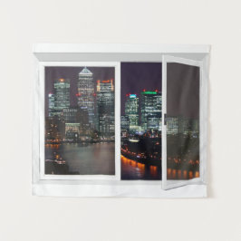 Tapiz falso de la ciudad de Londres de la ventana
