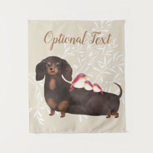 Tapiz Familia Dachshund y Aves
