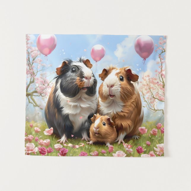 Tapiz Familia de Cerdos de Guinea (Anverso (horizontal))