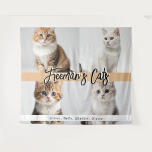 Tapiz Familia de fotos de gatos de Personalizado cutáneo