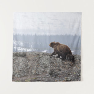 TAPIZ FAMILIA DE OSO EN PIEDRA AMARILLA
