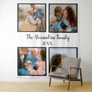 Tapiz Familia personalizada 4 plantilla de collage de fo