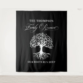 Tapiz Family reunion tree backdrop banner black