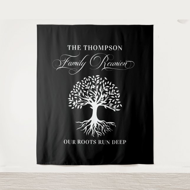 Tapiz Family reunion tree backdrop banner black (Anverso)