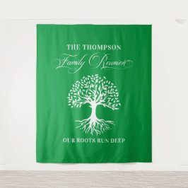 Tapiz Family reunion tree backdrop banner green