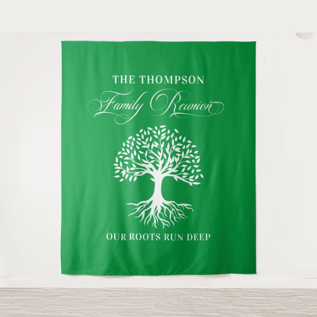 Tapiz Family reunion tree backdrop banner green (Anverso)