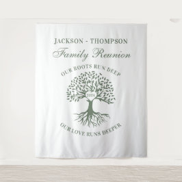 Tapiz Family reunion tree backdrop banner green