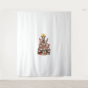 Tapiz Famoso Bulldog francés Árbol de Navidad Santa Hat 