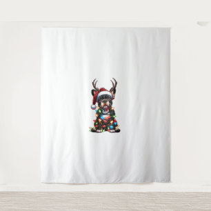 Tapiz Famoso Bulldog francés Navidades Santa Hat Light R