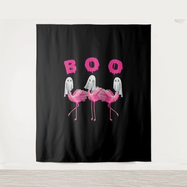 Tapiz Famoso fantasma Flamingo Boo Halloween Regalos de  (Anverso)