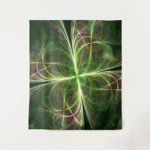 Tapiz Fantasía abstracta cuatro deja trono verde