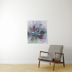 Tapiz Fantasía abstracta moderna y colorida de flor frac