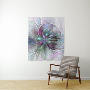 Tapiz Fantasía abstracta moderna y colorida de flor frac