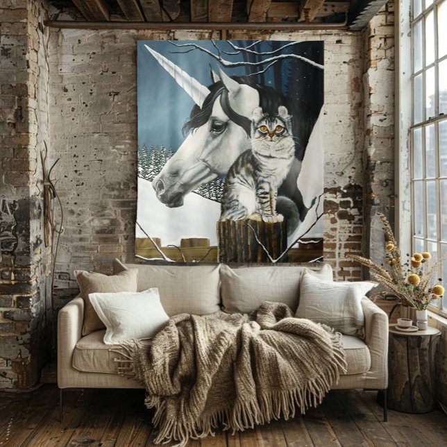Tapiz Fantasía de gato tabby de unicornio blanco (Subido por el creador)