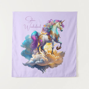 Tapiz Fantasia de Unicornio Mágico cumpleaños romántico