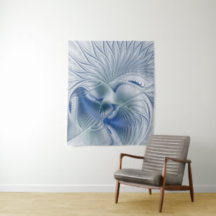 Tapiz Fantasía dinámica Resumen tonos azules arte fracta