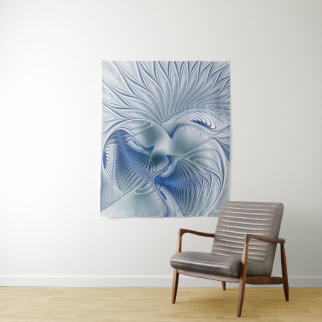Tapiz Fantasía dinámica Resumen tonos azules arte fracta (In situ)