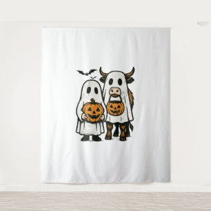 Tapiz Fantasma de Halloween de vaca de las Highlands de