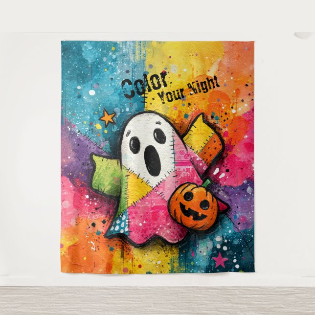 Tapiz Fantasma de parches adorable Arte de salpicaduras  (Anverso)