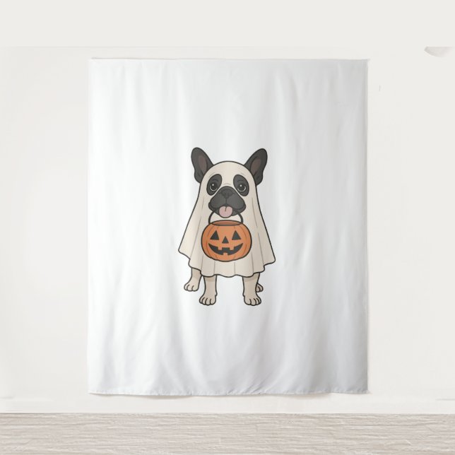 Tapiz Fantasma de perro de Halloween en el Bulldog franc (Anverso)