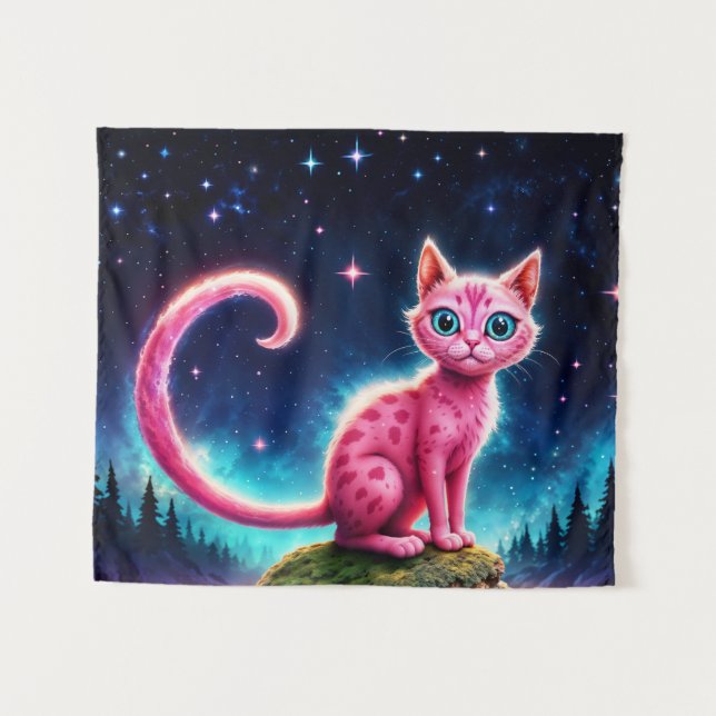 Tapiz Fantasma mágica de ojos azules bajo estrellas bril (Anverso (horizontal))