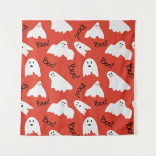 Tapiz Fantasmas rojos: Patrón de cosecha de Halloween