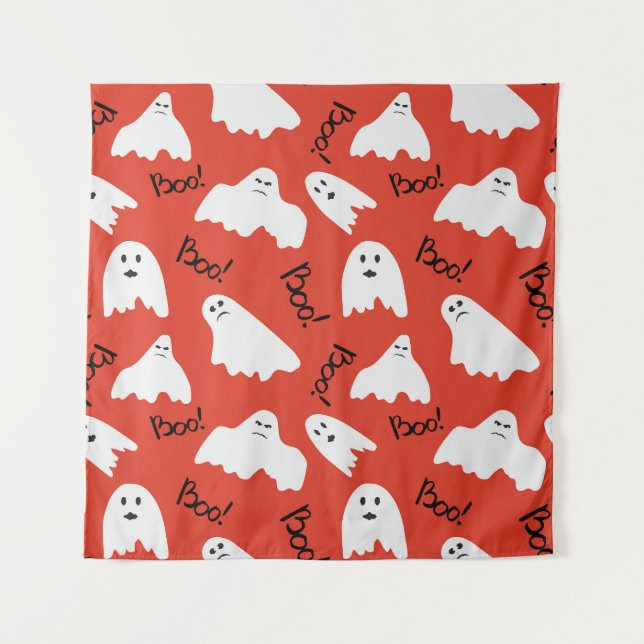 Tapiz Fantasmas rojos: Patrón de cosecha de Halloween (Anverso)