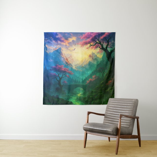 Tapiz Fantasy Mountain River Art (In situ)