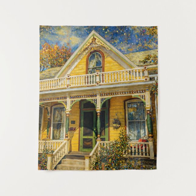 Tapiz Fantasy Yellow Victorian House (Anverso)