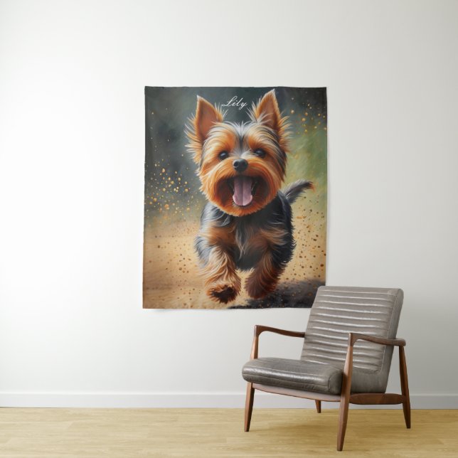 Tapiz Fantasy Yorkshire Terrier Surreal Dog Art (In situ)