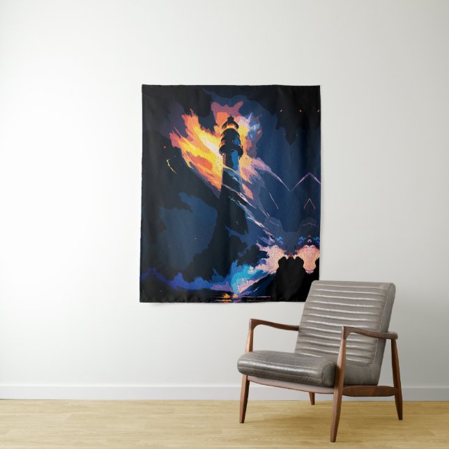 Tapiz Faro etéreo - Dramático paisaje marino (In situ)