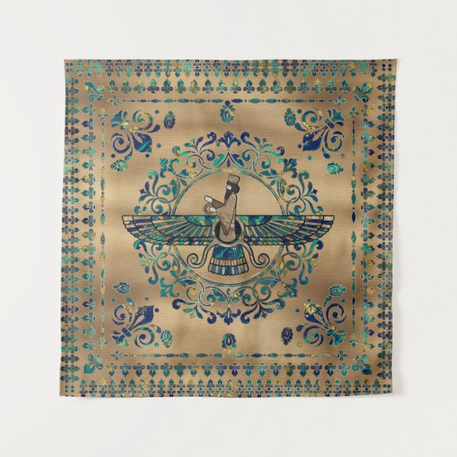 Tapiz Farohar - Faravahar - Mármol Fravashi y oro (Anverso)