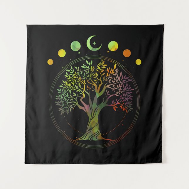 Tapiz Fases del árbol de la vida de la luna (Anverso)