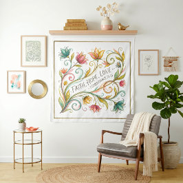 Tapiz Fe Esperanza Amor floral