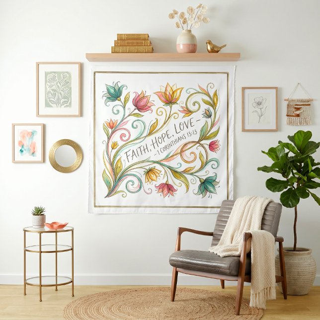 Tapiz Fe Esperanza Amor floral (Subido por el creador)