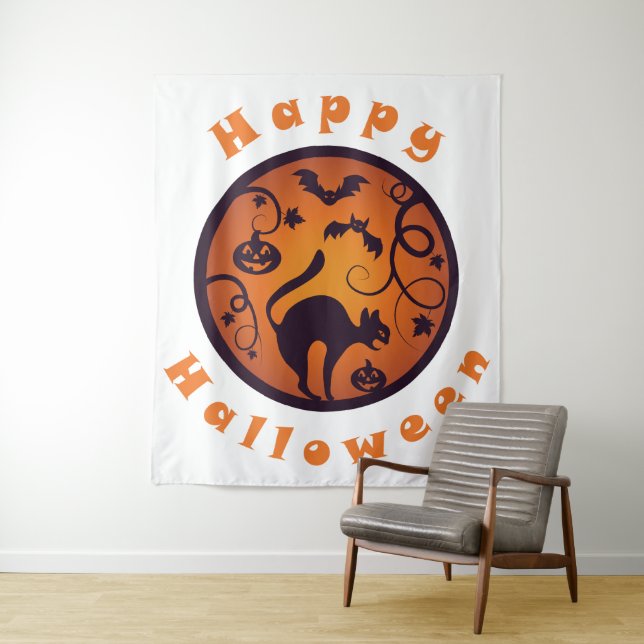 Tapiz Felices arañas y murciélagos de gatos negros en la (In situ)