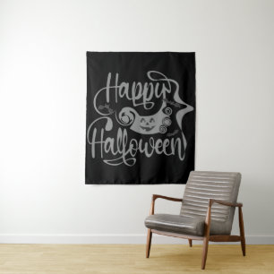 Tapiz Felices murciélagos de Halloween jack o lantern