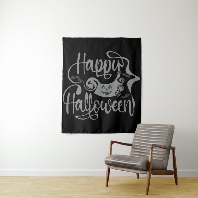 Tapiz Felices murciélagos de Halloween jack o lantern (In situ)
