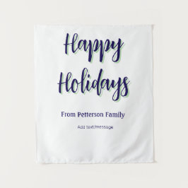 Tapiz Felices vacaciones Navidades verdes azules y moder