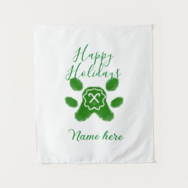 Tapiz Felices vacaciones perro mascota perro verde paw c