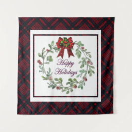 Tapiz Felices vacaciones Red Plaid