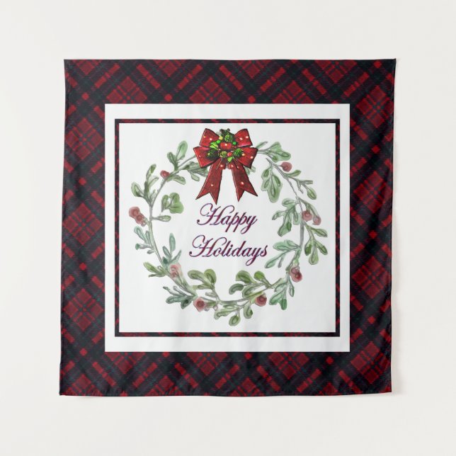 Tapiz Felices vacaciones Red Plaid (Anverso)