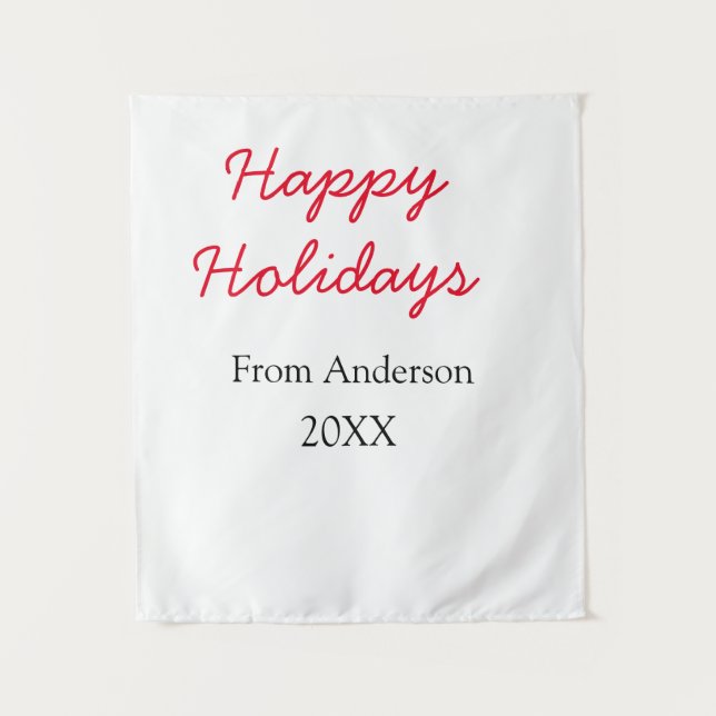 Tapiz Felices vacaciones rojo amor negro nombre de famil (Anverso)